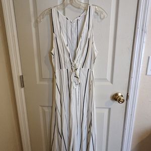 ASTR white striped dress midi SM
